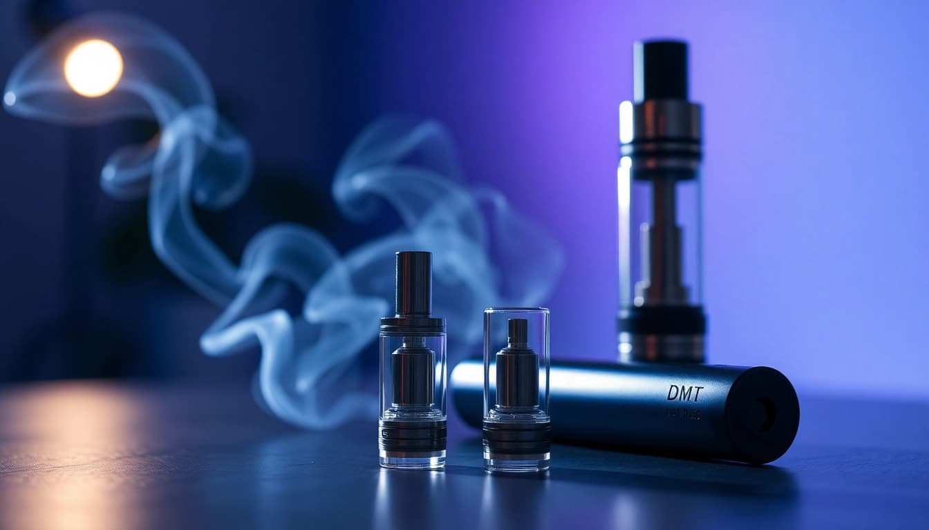 Buy DMT online with a detailed view of a vape cartridge showcasing its design features.