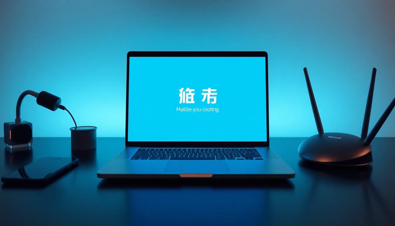 快连下载 application open on a laptop in a modern workspace, showcasing connectivity features.
