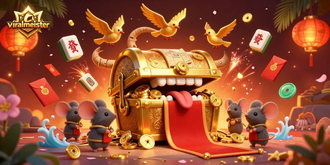 Engage in immersive gaming excitement with viralmeister's adventurous casino treasure chest scene.