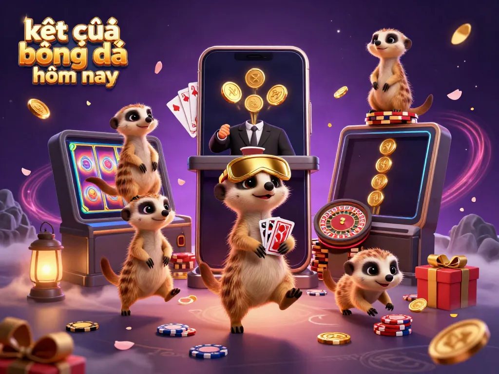 Experience thrilling kết quả bóng đá hôm nay with a dynamic meerkat casino scene and vibrant game elements.