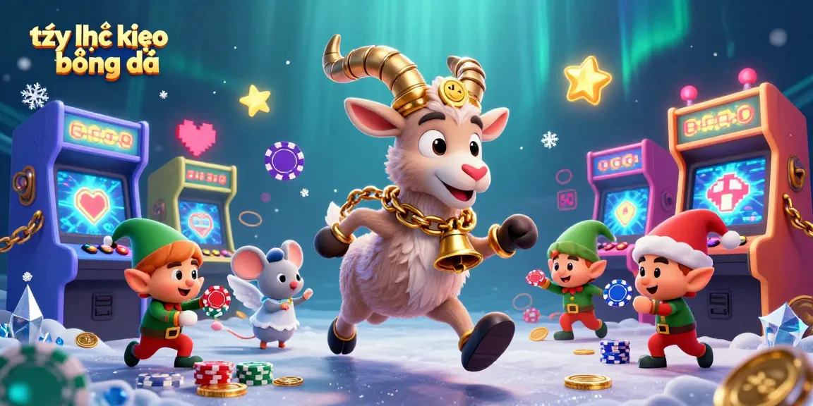 Engage with tỷ lệ kèo bóng đá as a whimsical Krampus goat runs a festive casino scene.
