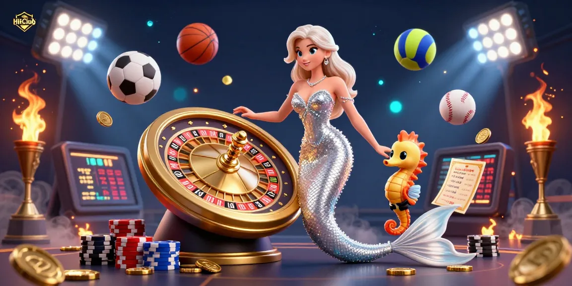 Experience thrilling gameplay at HitClub with a vibrant illustration of a roulette wheel and engaging casino elements.