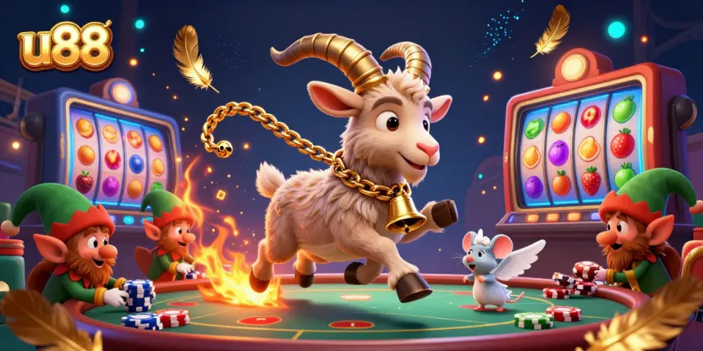 Engage with thrilling games at u88 casino featuring a playful Krampus, angel mouse, and mischievous elf gremlins.