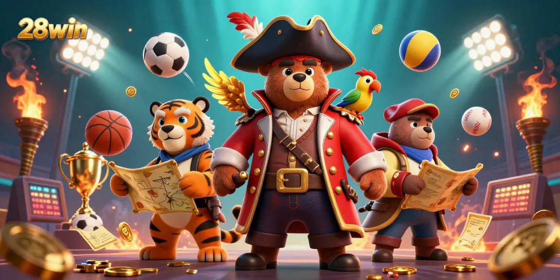 Experience thrilling gameplay and dynamic betting with 28win's vibrant 3D casino illustration.