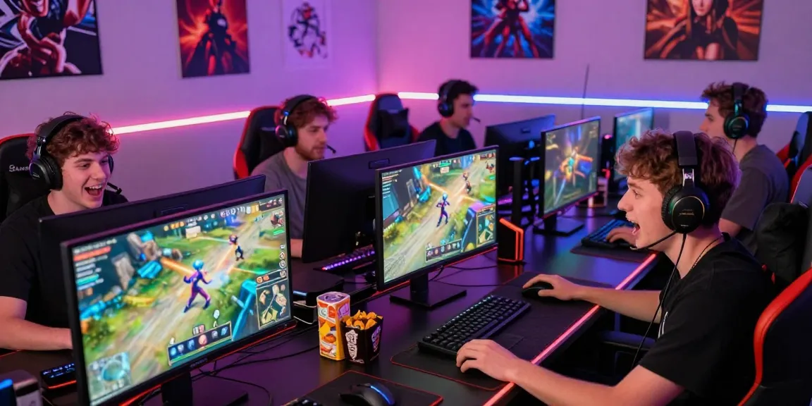 Engaged players in a vibrant rokok88 online gaming session with energetic atmosphere and immersive setup.