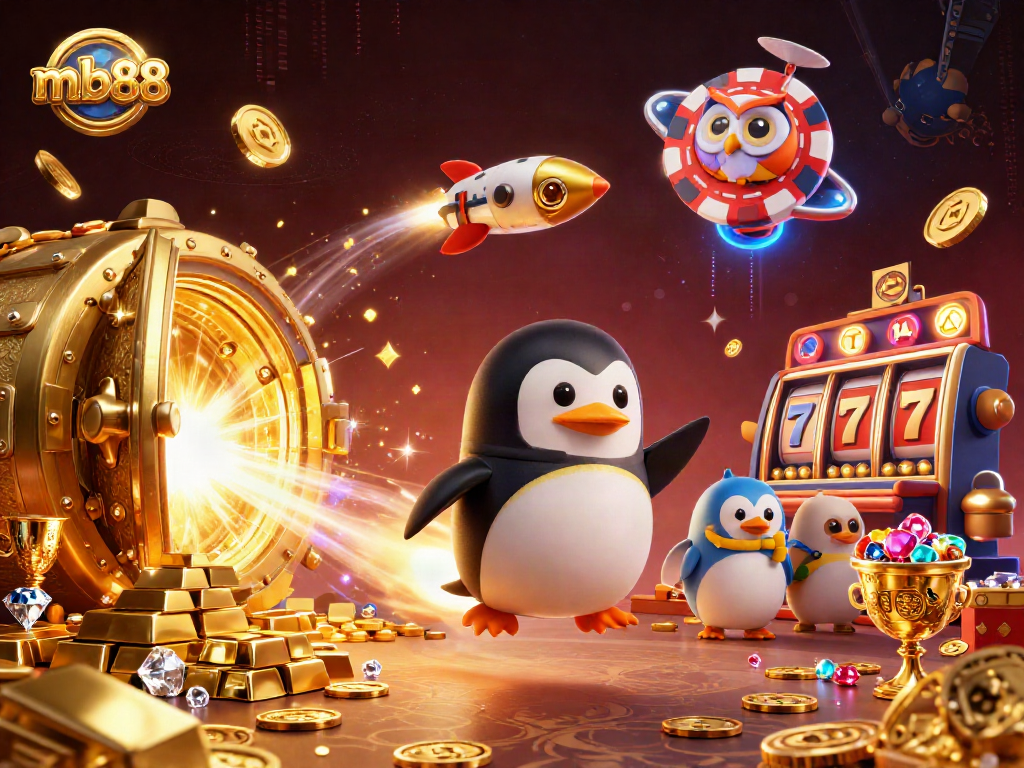 Experience mb88's exciting jackpot potential with a vibrant cosmic scene of gambling adventure.