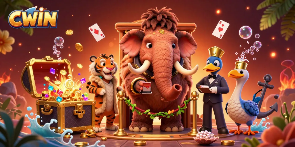 Experience CWIN's vibrant casino world with animated characters and underwater treasures.
