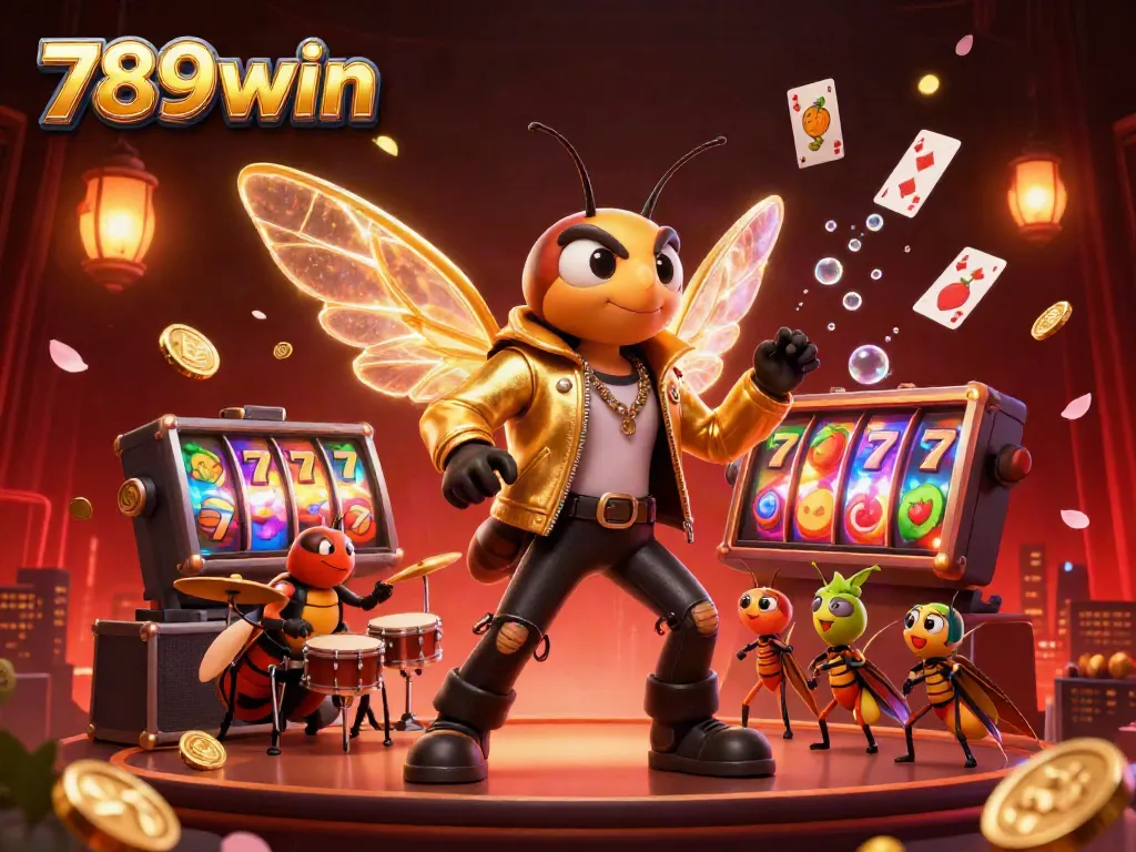 Experience the thrill of 789win with a sensational 3D illustration showcasing a vibrant casino scene, highlighted by dynamic characters and sparkling slot reels.