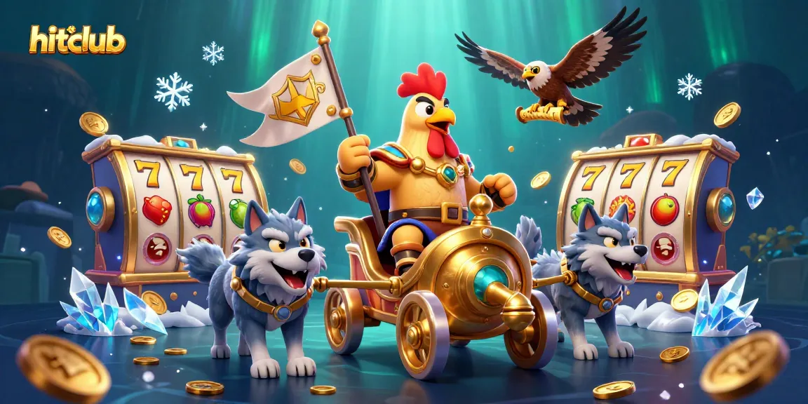 Experience thrilling gameplay at hitclub with spinning slots and vibrant casino elements in a dynamic 3D illustration.