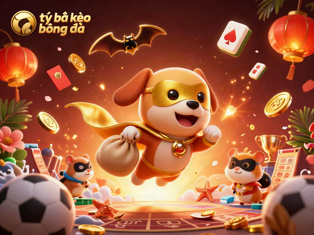 Betting excitement captured in a vibrant scene showcasing tỷ lệ kèo bóng đá with sports elements and festive decorations.