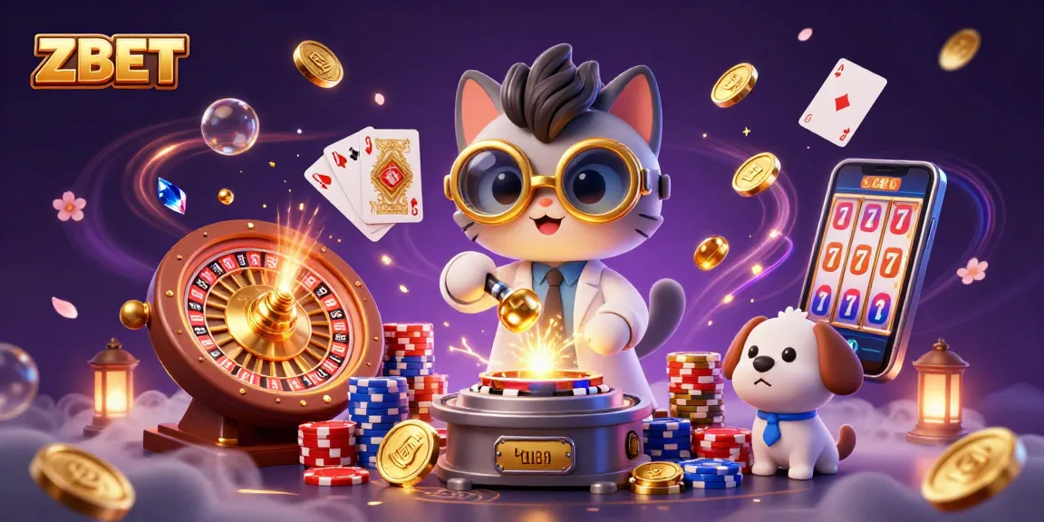 ZBET brings thrilling casino action alive with gold coins and vibrant gaming elements in a captivating scene.
