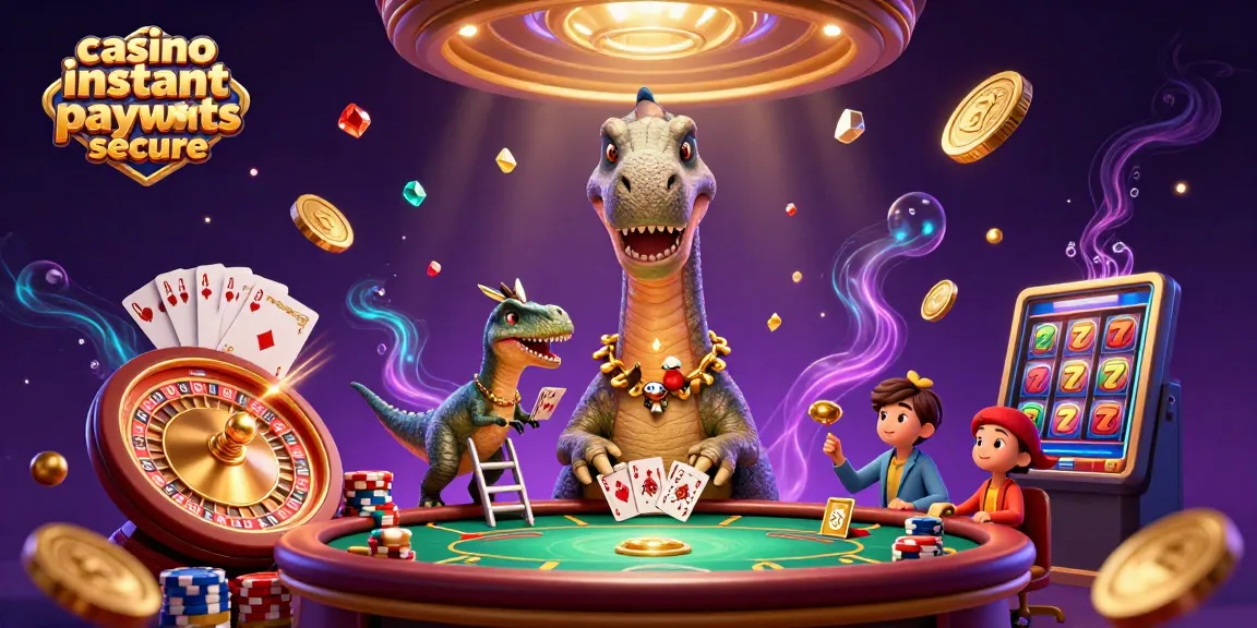 Engage in thrilling gameplay at casino instant payouts secure illustrated with vibrant characters and game elements.