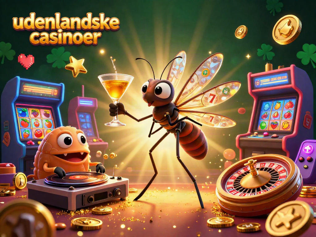 Experience the excitement of udenlandske casinoer through a vibrant 3D illustration filled with gaming elements.