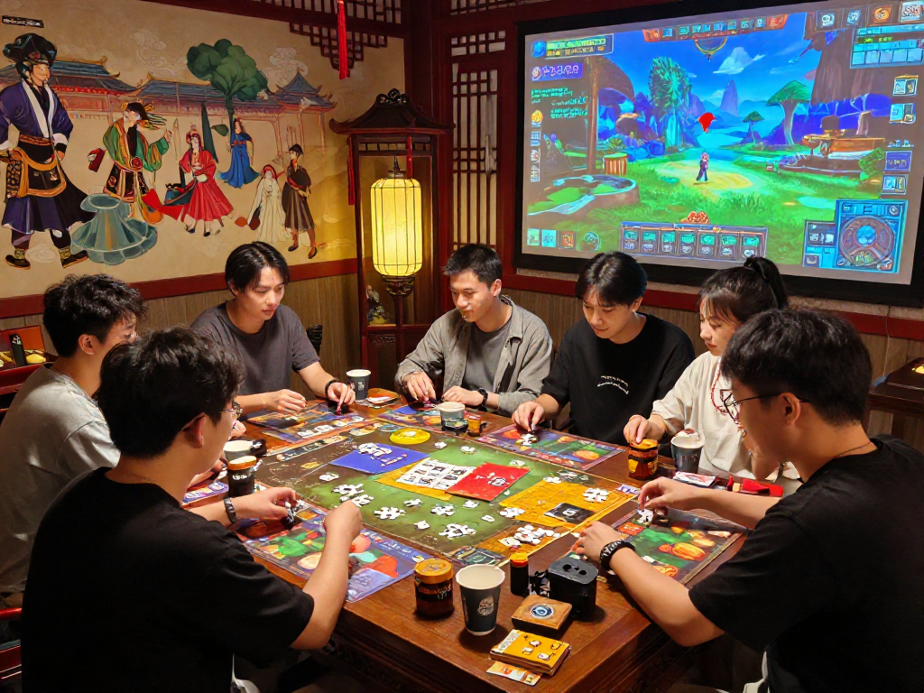 Engaging scene of players enjoying the immersive ROKOK88 rtp gaming experience in a beautifully designed room.