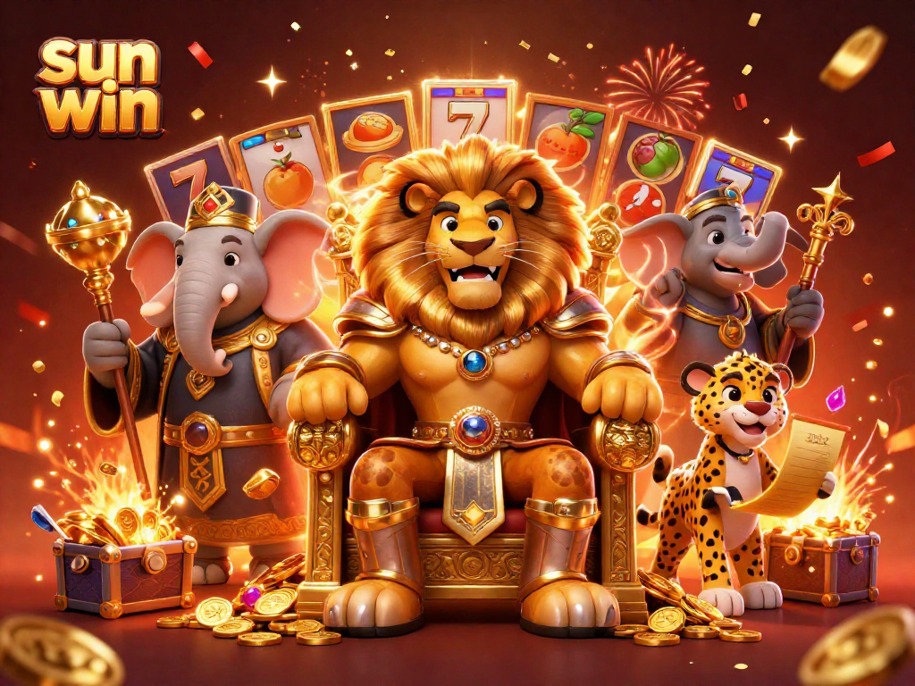 Experience the excitement of sun win with thrilling casino elements in a vibrant 3D scene.