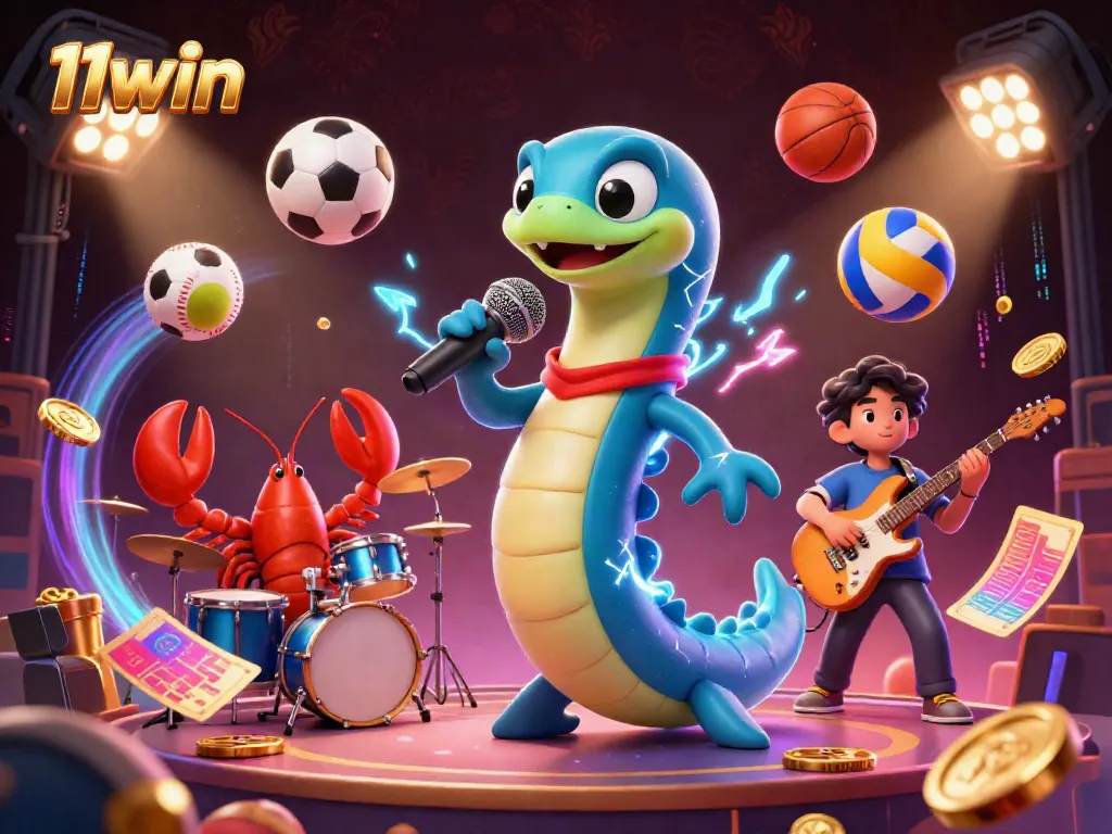 Engage in thrilling action at 11win's casino with vibrant underwater characters and dynamic sports elements.