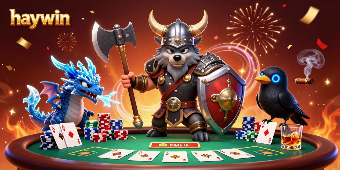Experience thrilling poker action with the Viking wolf warrior and dragon in the haywin casino.