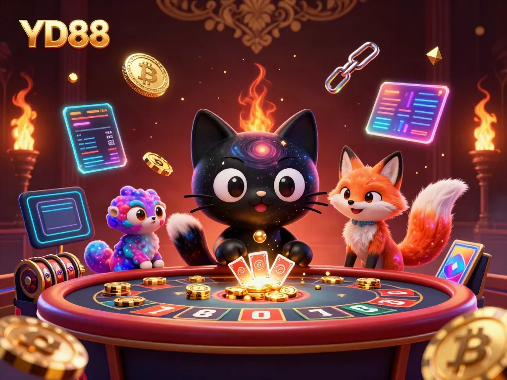 Experience YD88 excitement at a cosmic casino, featuring unique characters and vibrant gaming elements.