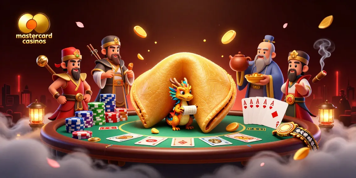 Engage with lively mastercard casinos featuring a golden fortune cookie and poker action.