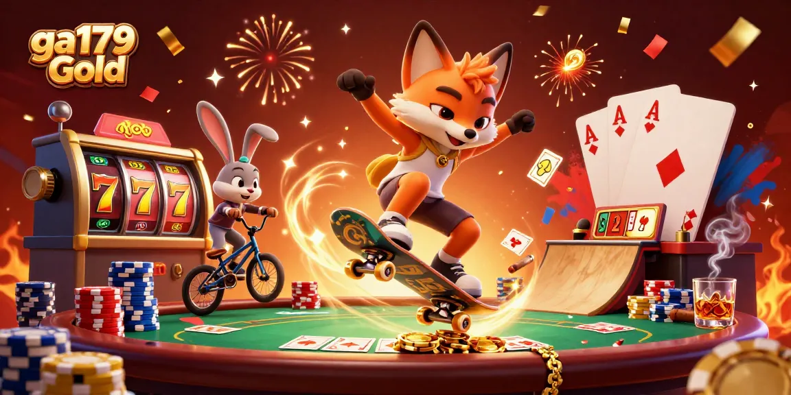Engage in thrilling moments at ga179 Gold with vibrant 3D gaming characters and golden chips.