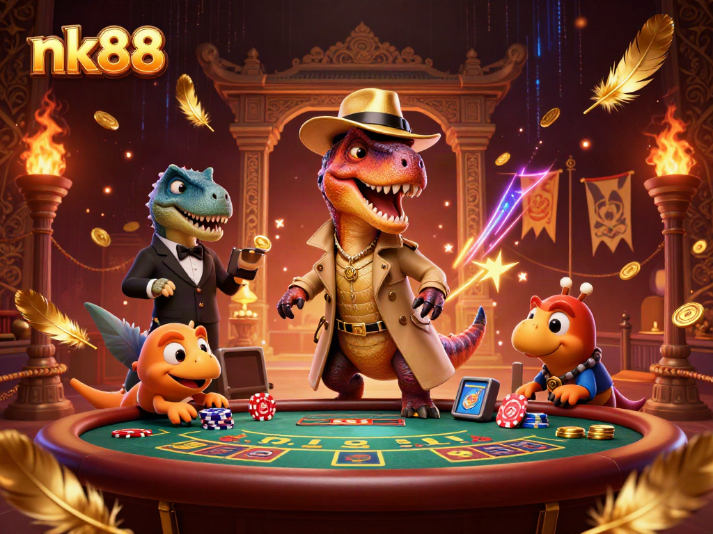 Experience thrilling action at nk88 casino with dynamic 3D cartoon characters and vibrant gaming elements.