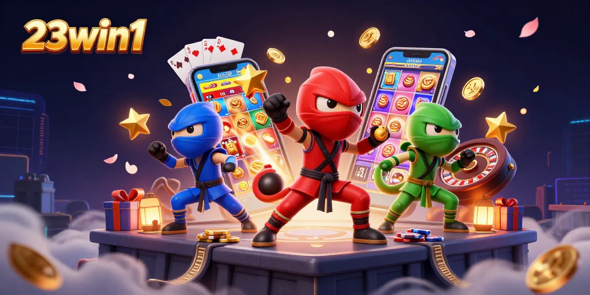 Players experience thrilling casino gaming in 23win1 with vibrant visuals and action-packed scenes.