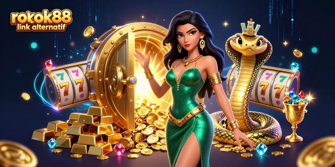 Experience the thrill of rokok88 link alternatif with a 3D illustration of casino treasures and excitement.