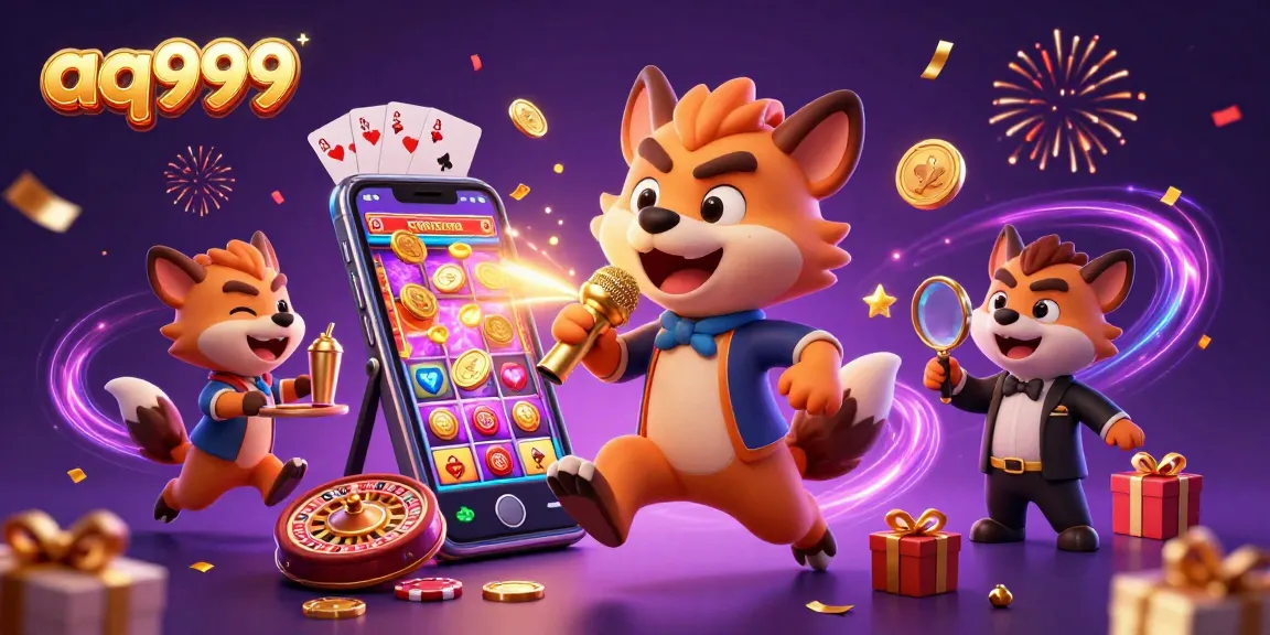 A dynamic casino scene featuring aq999 where hyenas run a comedy club, showcasing vibrant gaming elements.