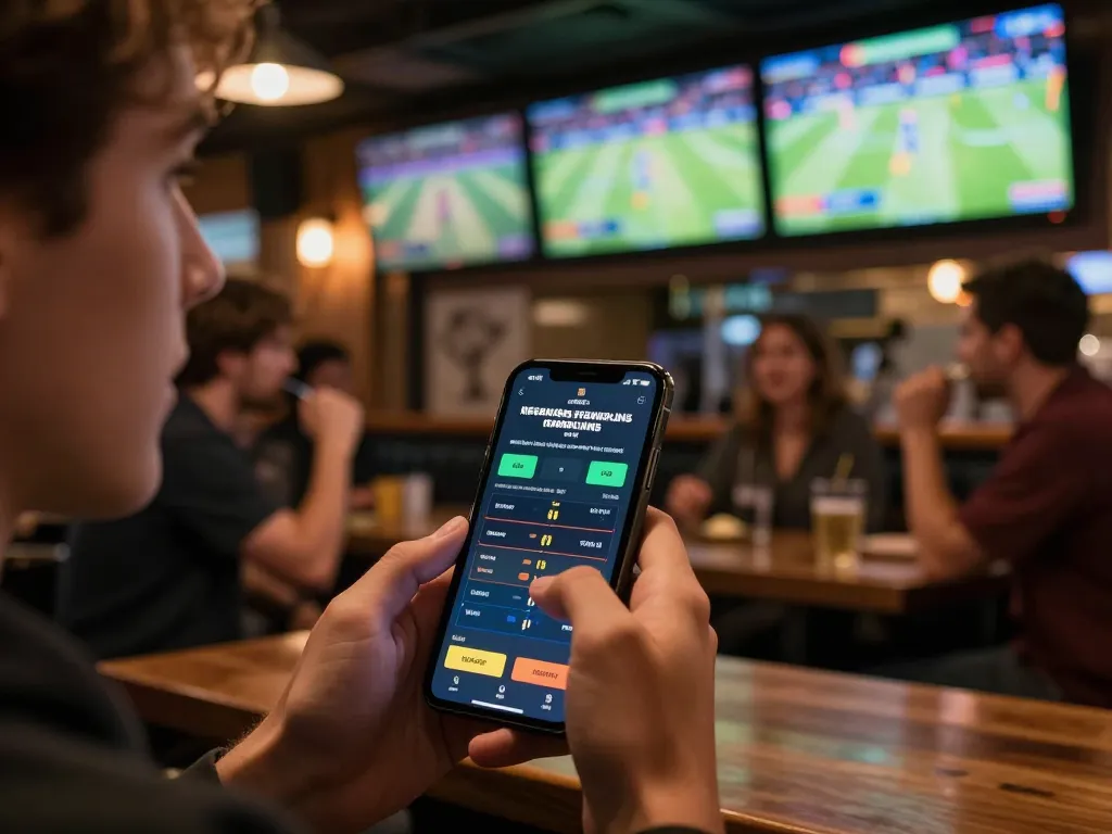 Betting live on link lucky88 app while enjoying sports at a social venue with friends