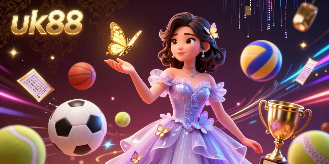Place bets at uk88 while engaging with vibrant gaming elements in this captivating scene.