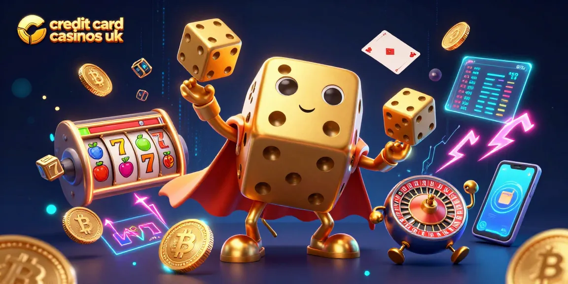 Experience dynamic gameplay at credit card casinos uk with a lively illustration of golden dice and exciting gaming elements.