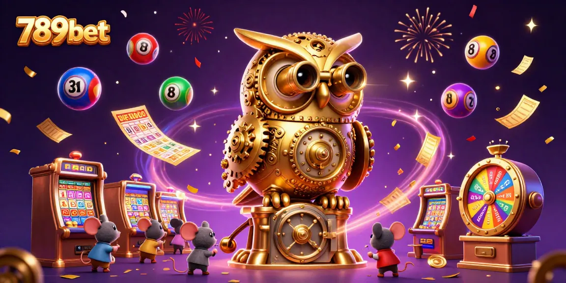 Play and win at 789bet with vibrant casino fun featuring a clockwork owl and lively elements