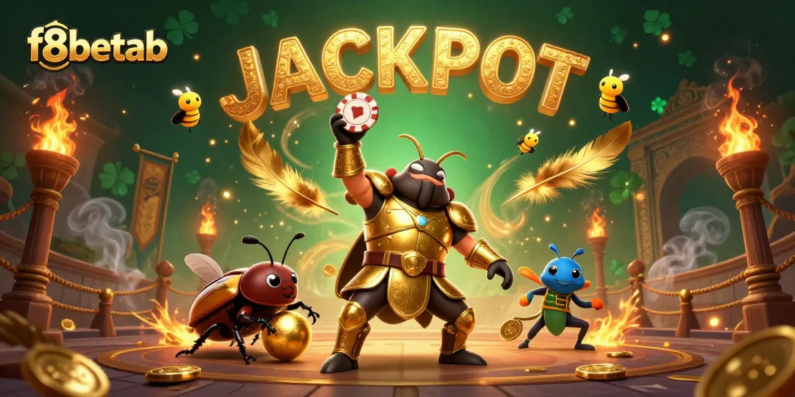 Experience the excitement of f8betab with vibrant 3D casino characters celebrating a jackpot win.