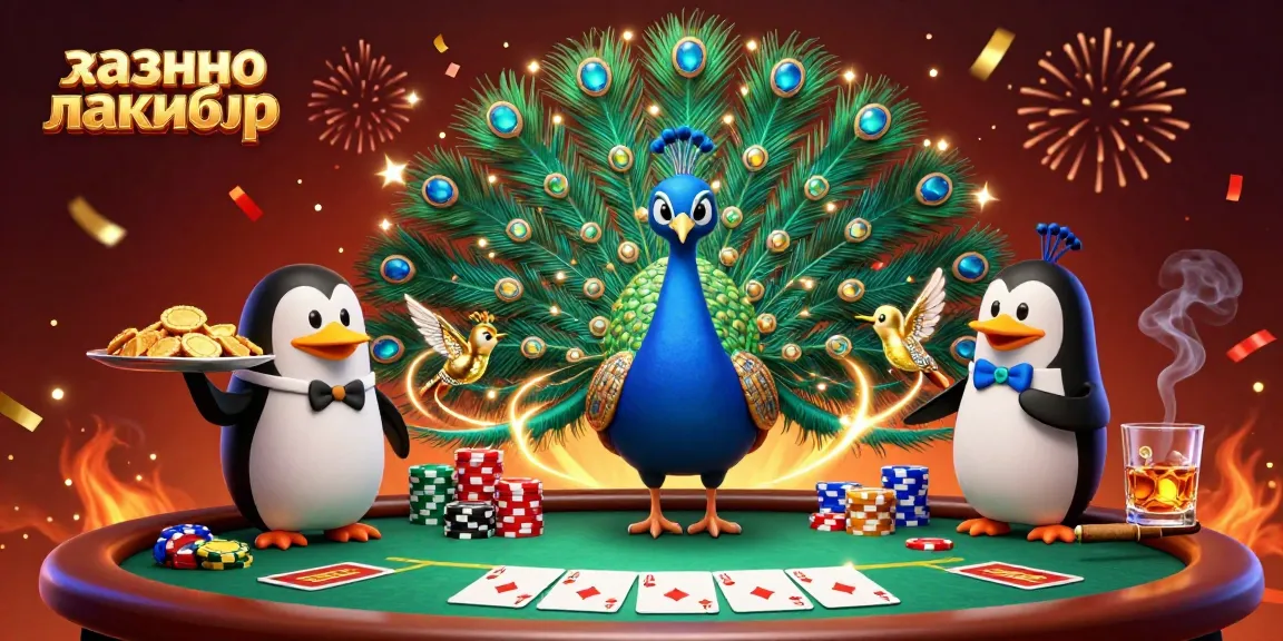 Experience the thrill of казино лакибир with a vibrant 3D casino scene featuring poker elements and colorful characters.